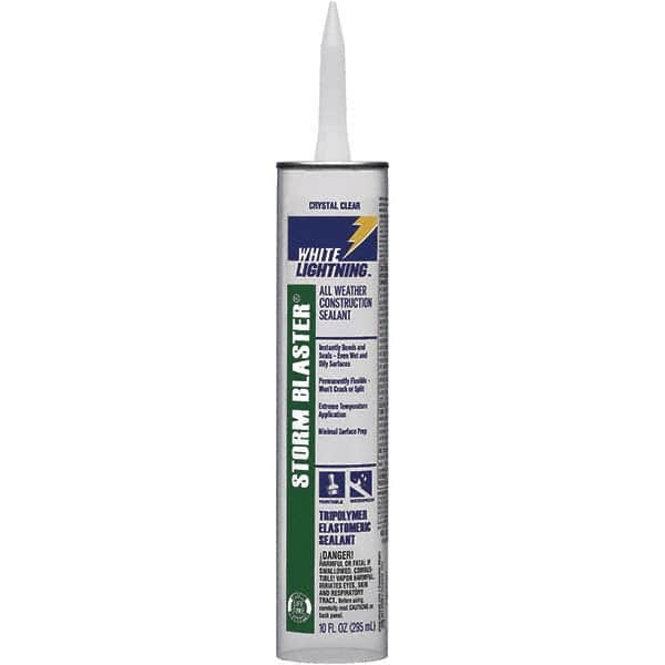 White Lightning - 10 oz Tube Clear Tetrachloroethylene Caulk - -40 to 180°F Operating Temp, 120 min Tack Free Dry Time, 96 hr Full Cure Time - Makers Industrial Supply