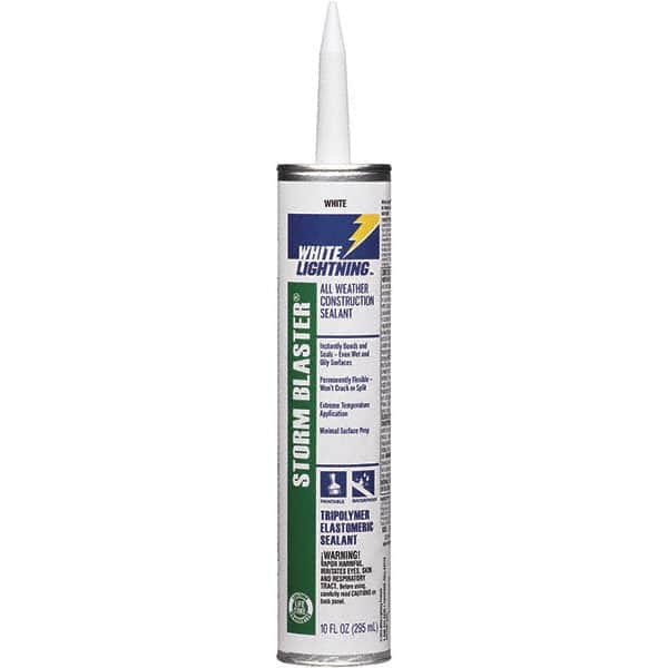 White Lightning - 10 oz Tube White Tetrachloroethylene Caulk - -40 to 180°F Operating Temp, 120 min Tack Free Dry Time, 96 hr Full Cure Time - Makers Industrial Supply