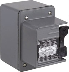 Square D - 2 Poles, 16 Amp, NEMA, Enclosed Toggle Manual Motor Starter - 1 hp at 115 VAC, 1 hp at 230 VAC, 1 hp at 277 VAC, 3/4 hp at 115 VDC & 3/4 hp at 230 VDC, CE, CSA, NEMA 4 & UL Listed - Makers Industrial Supply