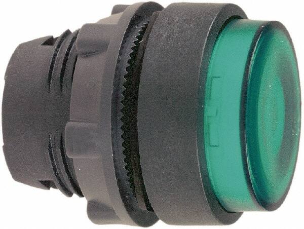 Schneider Electric - 22mm Mount Hole, Extended Straight, Pushbutton Switch Only - Round, Green Pushbutton, Illuminated, Momentary (MO) - Makers Industrial Supply