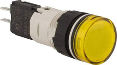 Schneider Electric - 48-120 VAC/VDC Yellow Lens LED Pilot Light - Round Lens, Quick Connect Connector, 18mm Wide, Vibration Resistant - Makers Industrial Supply