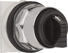 Schneider Electric - 1.18 Inch Mount Hole, 3 Position, Knob and Pushbutton Operated, Selector Switch Only - Black, Momentary (MO), without Contact Blocks, Weatherproof and Dust and Oil Resistant - Makers Industrial Supply