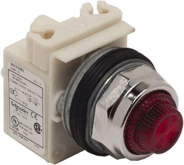 Schneider Electric - 480 VAC Red Lens Indicating Light - Screw Clamp Connector - Makers Industrial Supply