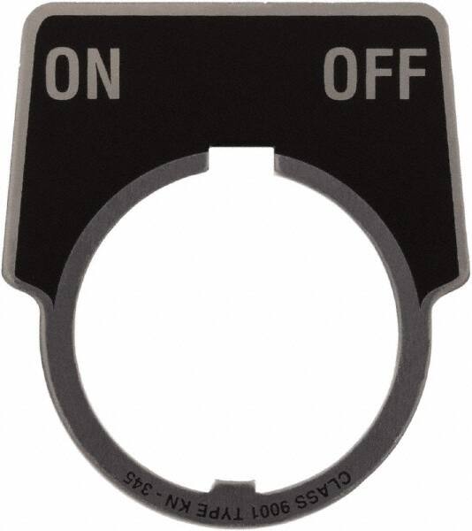 Schneider Electric - Aluminum Legend Plate - On-Off - Black Background, 30mm Hole Diameter, 1-3/4 Inch Wide - Makers Industrial Supply