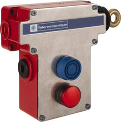 Telemecanique Sensors - 10 Amp, 2NO/2NC Configuration, Rope Operated Limit Switch - Pushbutton Reset, Rope Pull, Pilot Light Indicator, 300 VAC - Makers Industrial Supply