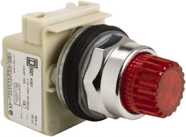 Schneider Electric - 1.18 Inch Mount Hole, Extended Straight, Pushbutton Switch Only - Round, Red Pushbutton, Illuminated, Momentary (MO), Weatherproof, Dust and Oil Resistant - Makers Industrial Supply