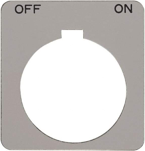 Schneider Electric - Square, Plastic Legend Plate - Off-On - Silver Background, Black Letters, 1.2 Inch Hole Diameter, 1-3/4 Inch Square - Makers Industrial Supply