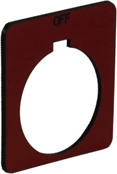 Schneider Electric - Square, Plastic Legend Plate - Off - Red Background, Black Letters, 1.2 Inch Hole Diameter, 1-3/4 Inch Square - Makers Industrial Supply