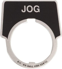 Schneider Electric - Aluminum Legend Plate - Jog - Black Background, 30mm Hole Diameter, 1-3/4 Inch Wide - Makers Industrial Supply