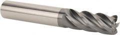 SGS - 1/2" Diam, Variable Pitch, 1-1/4" LOC, 5 Flute Solid Carbide 0.03" Corner Radius Roughing End Mill - AlTiN Finish, 3-1/4" OAL, 1/2" Shank Diam, Single End, 37° Helix - Makers Industrial Supply