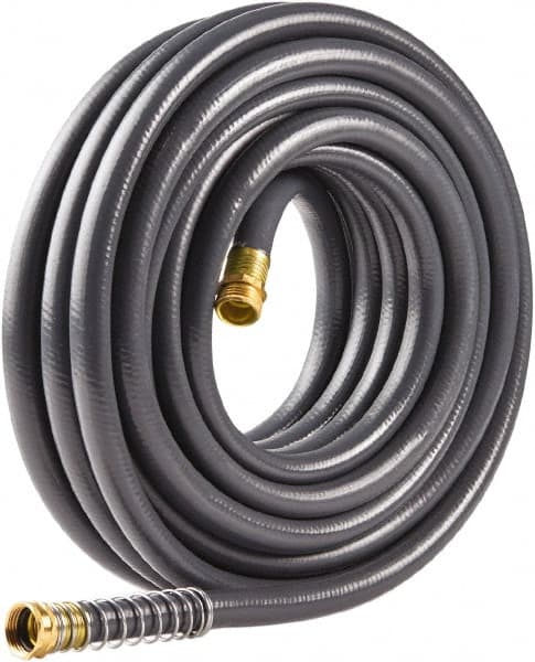 Fiskars - 100' Long Commercial Hose - 5/8" Diam, 3/4" GHT, Rubber/Vinyl, 500 psi, All Season, Gray - Makers Industrial Supply