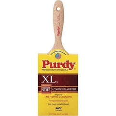 Purdy - 4" Flat Synthetic Trim Brush - 3-11/16" Bristle Length, 3-3/16" Wood Beavertail Handle - Makers Industrial Supply