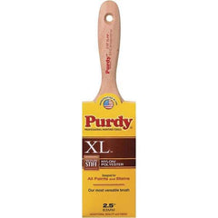 Purdy - 2-1/2" Flat Synthetic Wall Brush - 3-7/16" Bristle Length, 3-7/16" Wood Beavertail Handle - Makers Industrial Supply