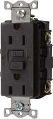 Hubbell Wiring Device-Kellems - 1 Phase, 5-15R NEMA, 125 VAC, 15 Amp, GFCI Receptacle - 2 Pole, Back and Side Wiring, Commercial Grade - Makers Industrial Supply