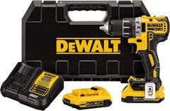 DeWALT - 20 Volt 1/2" Chuck Mid-Handle Cordless Drill - 0-500 & 0-2000 RPM, Keyless Chuck, Reversible, 2 Lithium-Ion Batteries Included - Makers Industrial Supply