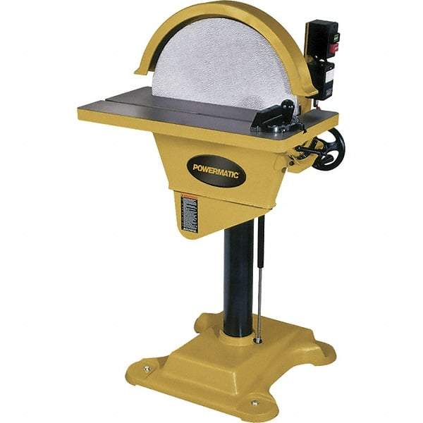 Jet - 20" Diam, 1,720 RPM, Single Phase Disc Sanding Machines - 10-1/2" Long Table x 27-1/2" Table Width, - Makers Industrial Supply