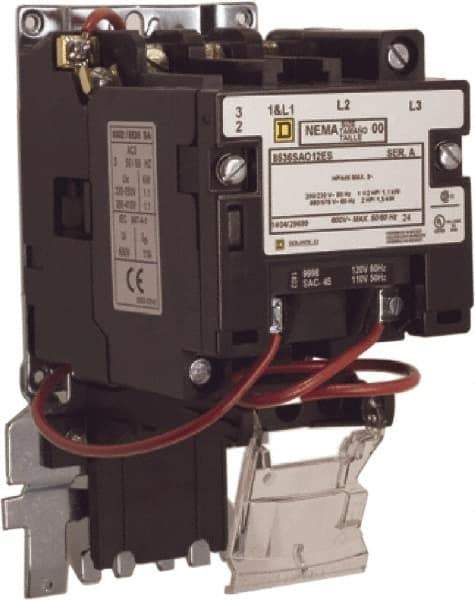 Square D - 110 Coil VAC at 50 Hz, 120 Coil VAC at 60 Hz, 9 Amp, Nonreversible Open Enclosure NEMA Motor Starter - 2 hp at 1 Phase - Makers Industrial Supply