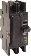 Square D - 20 Amp, 120/240 VAC, 2 Pole, DIN Rail Mounted, Flush Mount, Surface Mount Miniature Circuit Breaker - Thermal Magnetic Trip, 10 kA at 120/240 VAC Breaking Capacity, 14-2 (Aluminum), 14-2 (Copper) AWG, 74mm Deep x 103mm High x 19mm Wide - Makers Industrial Supply