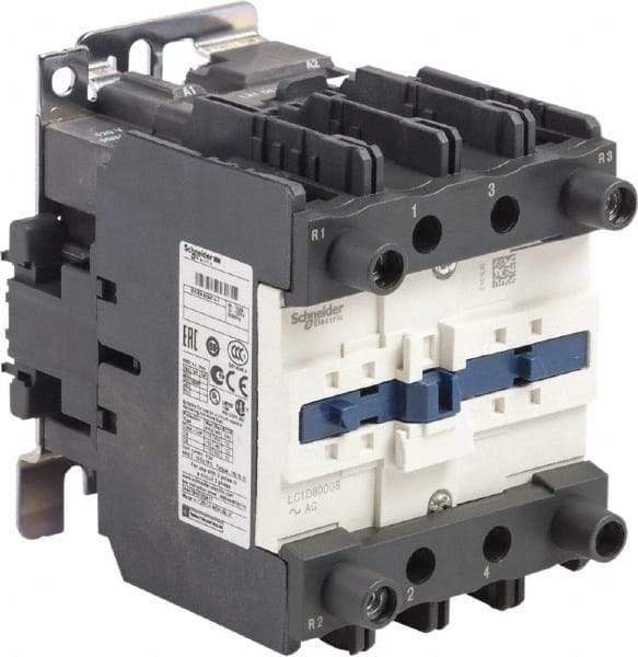 Schneider Electric - 4 Pole, 120 Coil VAC at 50/60 Hz, 125 Amp at 440 VAC, Nonreversible IEC Contactor - Bureau Veritas, CCC, CSA, CSA C22.2 No. 14, DNV, EN/IEC 60947-4-1, EN/IEC 60947-5-1, GL, GOST, LROS, RINA, RoHS Compliant, UL 508, UL Listed - Makers Industrial Supply