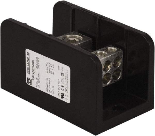 Square D - 1 Pole, 760 (Copper) Amp, Phenolic Power Distribution Block - 600 VAC, 2 Primary Connection - Makers Industrial Supply