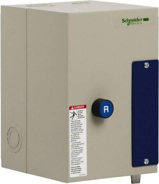 Schneider Electric - 3 Pole, 25 Amp, 240 Coil VAC, 50/60 Hz, Nonreversible Enclosed IEC Motor Starter - 1 Phase Hp: 2 at 115 Volt, 3 at 230 Volt, 3 Phase Hp: 15 at 460 Volt, 20 at 575 Volt, 5 at 200 Volt, 7.5 at 230 Volt - Makers Industrial Supply