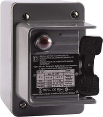 Square D - 2 Poles, 30 Amp, NEMA, Enclosed Toggle Manual Motor Starter - 1 hp at 90 VDC, 1-1/2 hp at 230 VDC, 2 hp at 115 VAC, 2 hp at 115 VDC, 2 hp at 230 VAC, 3 hp at 460 VAC & 3 hp at 575 VAC, CE, CSA, NEMA 4 & UL Listed - Makers Industrial Supply