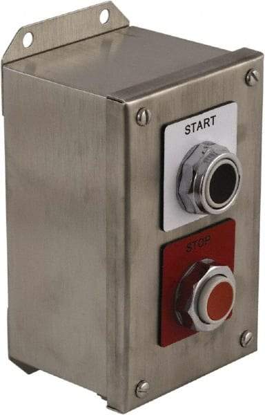 Schneider Electric - 2 Operator, Projecting Pushbutton Control Station - Start, Stop (Legend), Momentary Switch, 1NO/2NC Contact, NEMA 13, 3, 4 - Makers Industrial Supply