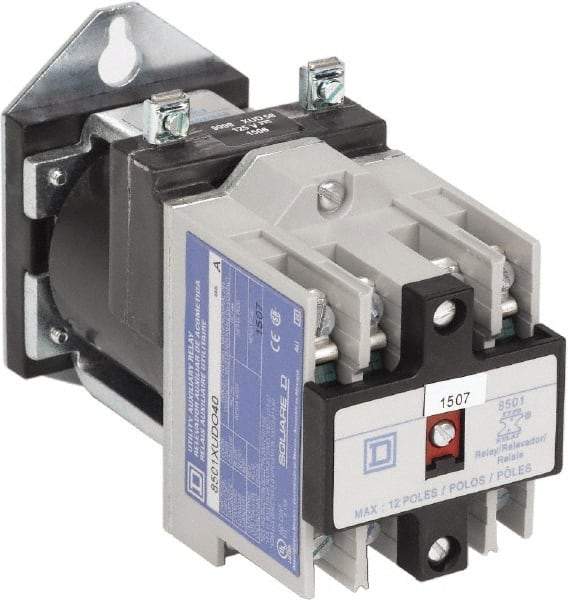 Square D - Electromechanical Screw Clamp General Purpose Relay - 5 Amp at 250 VDC, 4NO, 125 VDC - Makers Industrial Supply