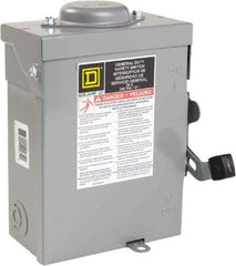 Square D - 30 Amp, 240 VAC, 2 Pole Nonfused Safety Switch - NEMA 3R, 1 & 3 Phase, 10 hp at 240 VAC (Single Phase), 15 hp at 240 VAC (Triple Phase) - Makers Industrial Supply