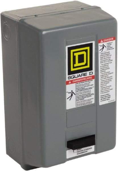 Square D - 110 Coil VAC at 50 Hz, 120 Coil VAC at 60 Hz, 9 Amp, Nonreversible Enclosed Enclosure NEMA Motor Starter - 1/3 hp at 1 Phase, 1 Enclosure Rating - Makers Industrial Supply