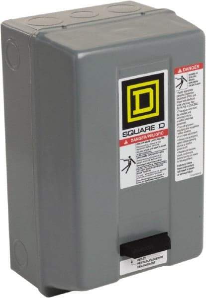 Square D - 110 Coil VAC at 50 Hz, 120 Coil VAC at 60 Hz, 9 Amp, Nonreversible Enclosed Enclosure NEMA Motor Starter - 1 hp at 1 Phase, 1 Enclosure Rating - Makers Industrial Supply