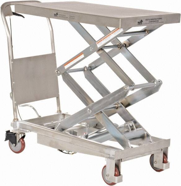 Vestil - 800 Lb Capacity Manual Scissor Elevating Cart - 15-1/2" to 50-3/4" Lift Height, 35-1/2" Platform Length x 20" Platform Width - Makers Industrial Supply