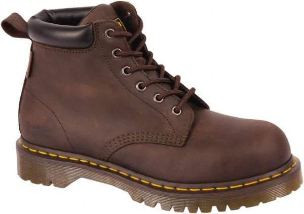 Dr. Martens - Unisex Size 7 Medium Width Steel Work Boot - Brown, Leather Upper, PVC Outsole, 6-1/2" High, Hot Weather, Non-Slip, Electrostatic Dissipative (ESD), Puncture Resistant - Makers Industrial Supply