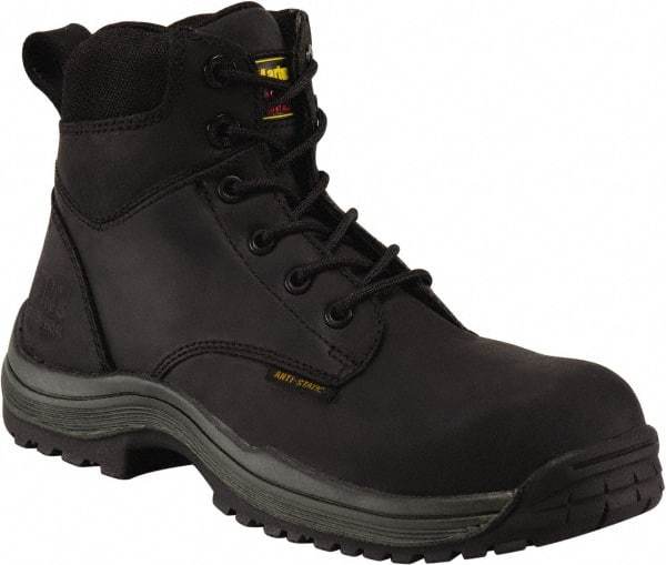 Dr. Martens - Men's Size 7 Medium Width Composite Work Boot - Black, Leather Upper, Rubber Outsole, 7" High, Hot Weather, Non-Slip, Electrostatic Dissipative (ESD) - Makers Industrial Supply