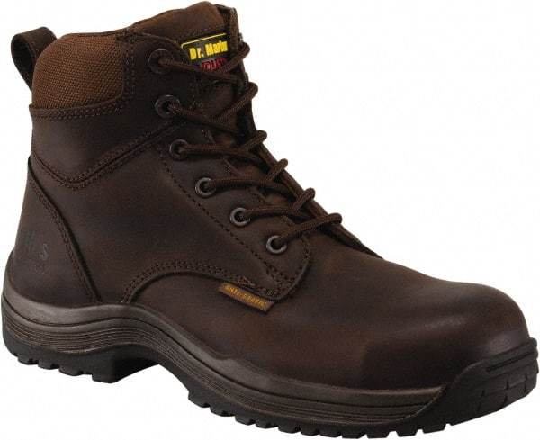 Dr. Martens - Men's Size 7 Medium Width Composite Work Boot - Brown, Leather Upper, Rubber Outsole, 7" High, Dielectric, Hot Weather, Non-Slip - Makers Industrial Supply