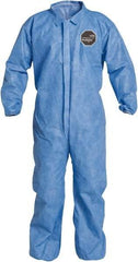 Dupont - Size 3XL Film Laminate General Purpose Coveralls - Blue, Zipper Closure, Elastic Cuffs, Elastic Ankles, Sewn Seams - Makers Industrial Supply