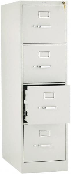 Hon - 15" Wide x 52" High x 26-1/2" Deep, 4 Drawer Vertical File with Lock - Steel, Light Gray - Makers Industrial Supply