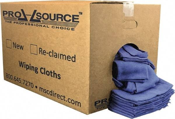 PRO-SOURCE - Virgin Cotton Huck Rag - Lint-Free, Blue, 5 to 7 Pieces per Lb, 16 x 25", Comes in Box - Makers Industrial Supply