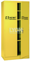 HazMat Cabinet - #5460HM - 36 x 24 x 78" - Setup with 4 shelves - Yellow only - Makers Industrial Supply