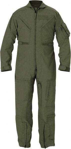 PROPPER - Size 48 Long, Green, Two Way Zipper, Flame Resistant/Retardant Flight Suit - 48" Chest, Nomex, 6 Pockets, Sewn to Mil Spec FNS/PD 96-17 (MIL-C-83141A), Adjustable Waist Belt with Hook and Loop Closure, Bi-Swing Back - Makers Industrial Supply