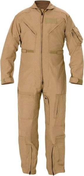 PROPPER - Size 52 Long, Tan, Zipper Front, Flame Resistant Coveralls - Nomex, Open Wrists and Ankles, 6 Pockets - Makers Industrial Supply