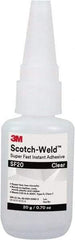 3M - 0.71 oz Bottle Clear Instant Adhesive - Series Part Number SF20, 3 to 30 sec Working Time, 24 hr Full Cure Time - Makers Industrial Supply