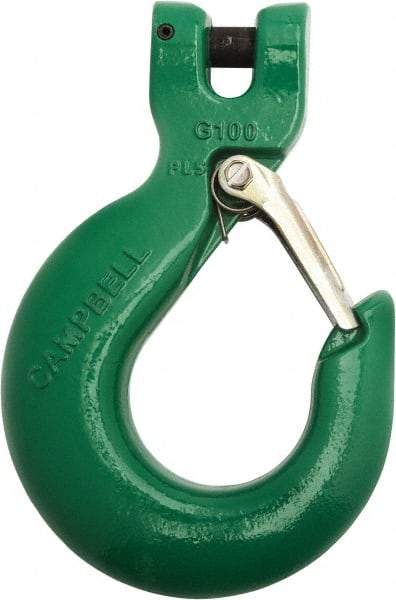 Campbell - 3/8" Chain Diam, 100 Chain Grade Clevis Hook - 8,800 Lb Capacity, 1/2" ID, 1/2" Pin Diam, 1-15/32" Hook Throat - Makers Industrial Supply