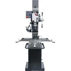 Jet - 1 Phase, 19-11/16" Swing, Geared Head Mill Drill Combination - 32-1/4" Table Length x 9-1/2" Table Width, 20-1/2" Longitudinal Travel, 8-1/4" Cross Travel, Variable Spindle Speeds, 1.5 hp, 115/230 Volts - Makers Industrial Supply