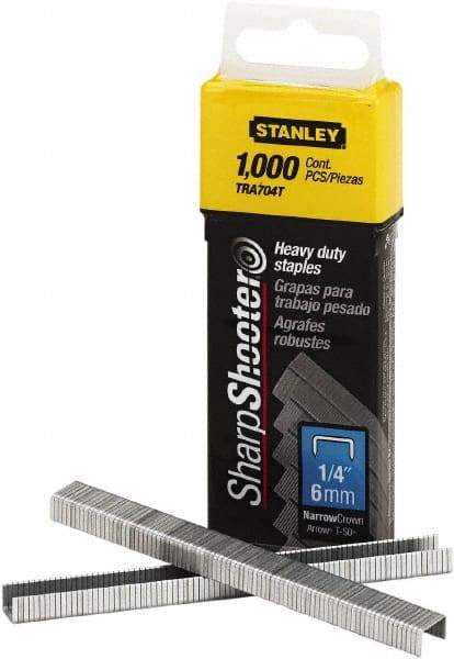 Stanley Bostitch - 1/4" Leg Length, Steel Staple Gun Staples - 80 Sheet Capacity, For Use with Stanley TR150 - Makers Industrial Supply