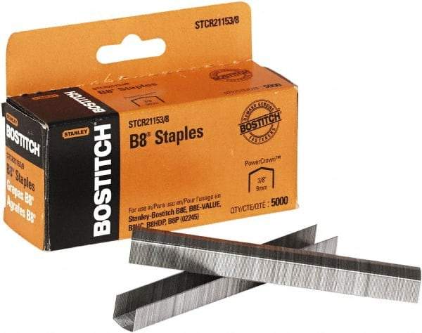 Stanley Bostitch - 0.38" Leg Length, Steel Standard Staples - 45 Sheet Capacity, For Use with Bostitch B8 Staplers - Makers Industrial Supply