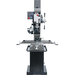 Jet - 3 Phase, 19-11/16" Swing, Geared Head Mill Drill Combination - 32-1/4" Table Length x 9-1/2" Table Width, 20-1/2" Longitudinal Travel, 8-1/4" Cross Travel, Variable Spindle Speeds, 1.5 hp, 230 Volts - Makers Industrial Supply