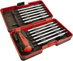 Felo - 13 Piece, 1/4" Drive Screwdriver Bit Set - #1 to #3 Phillips, 3 to 6mm Hex, T6 to T40 Torx, #1, #2 & #3 Pozidriv, 5/32, 7/32 & 1/4" Slotted - Makers Industrial Supply