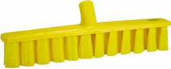 Vikan - 15.25" Fine Particle Polyester Push Broom - 1-7/8" Bristle Length, Plastic Block, European Threaded Handle Connection, Handle Sold Separately - Makers Industrial Supply