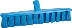 Vikan - 15.25" Fine Particle Polyester Push Broom - 1-7/8" Bristle Length, Plastic Block, European Threaded Handle Connection, Handle Sold Separately - Makers Industrial Supply